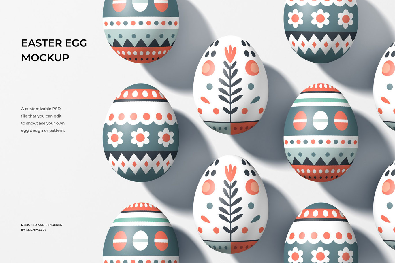 复活节彩蛋主题节日礼盒包装设计PSD样机模板素材Easter Egg Mockup