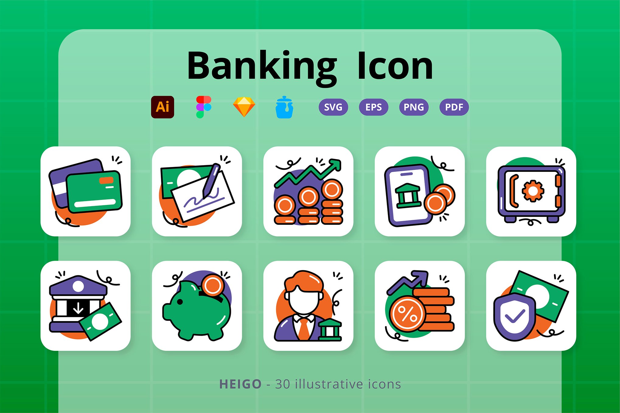银行与货币图标 Banking Icon