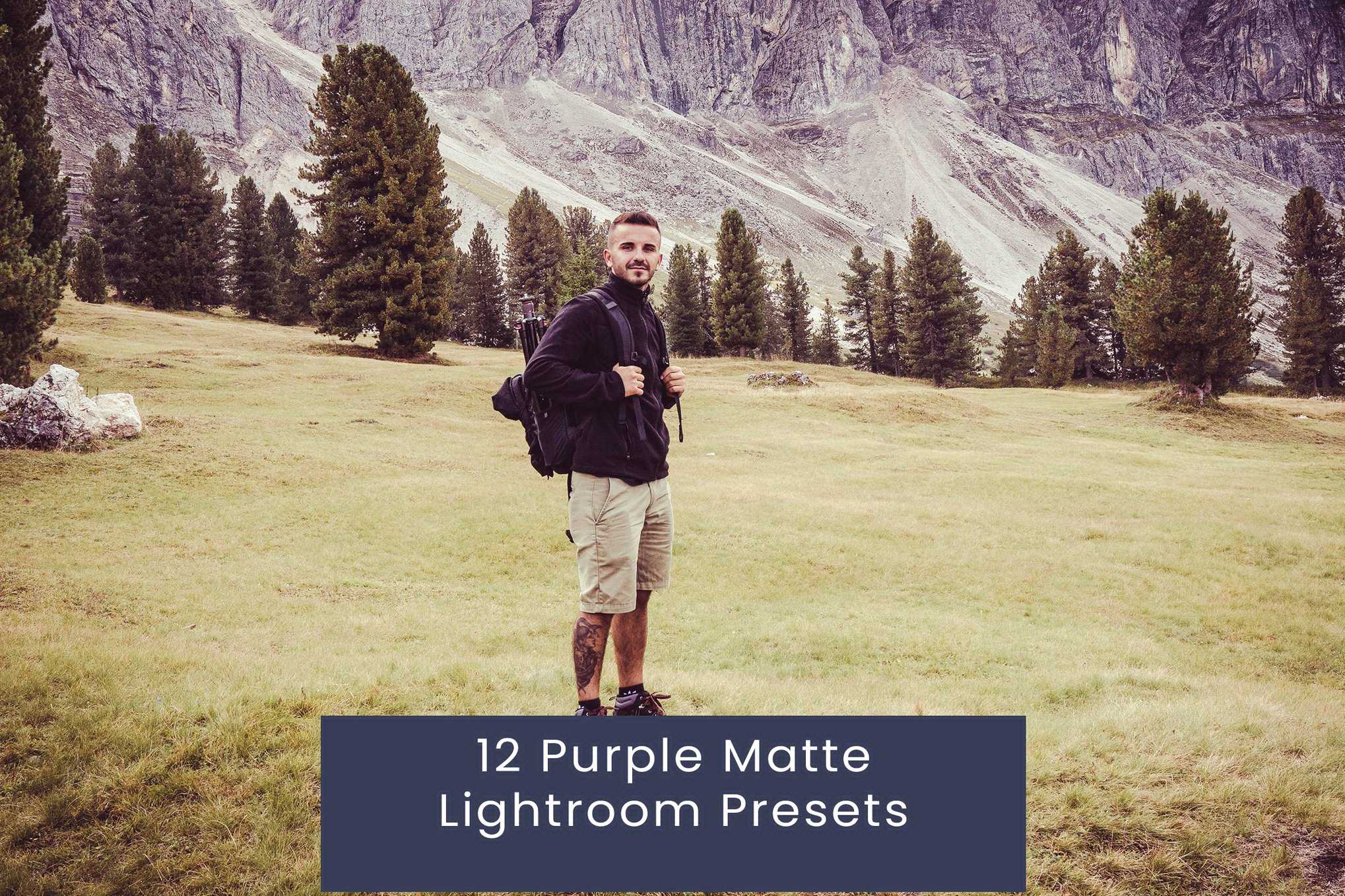 12款紫色哑光Lightroom预设&动作与预设包 12 Purple Matte Lightroom Presets