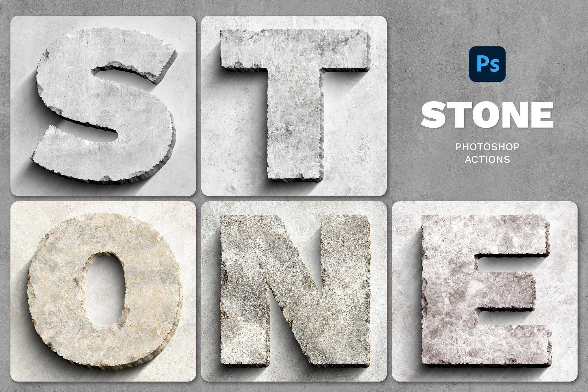岩石效果Photoshop动作&预设包 Stone Effect Photoshop Action