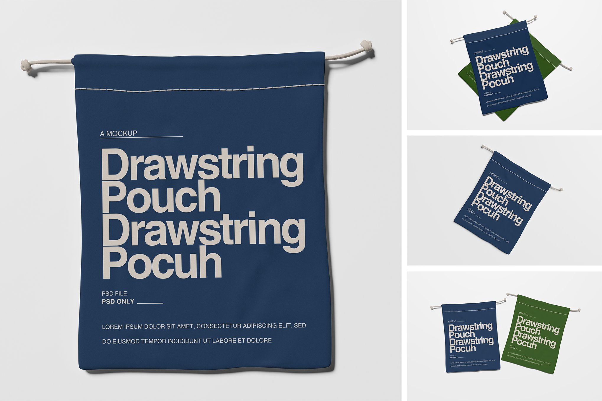 束口袋模型样机 Drawstring Pouch Mockup