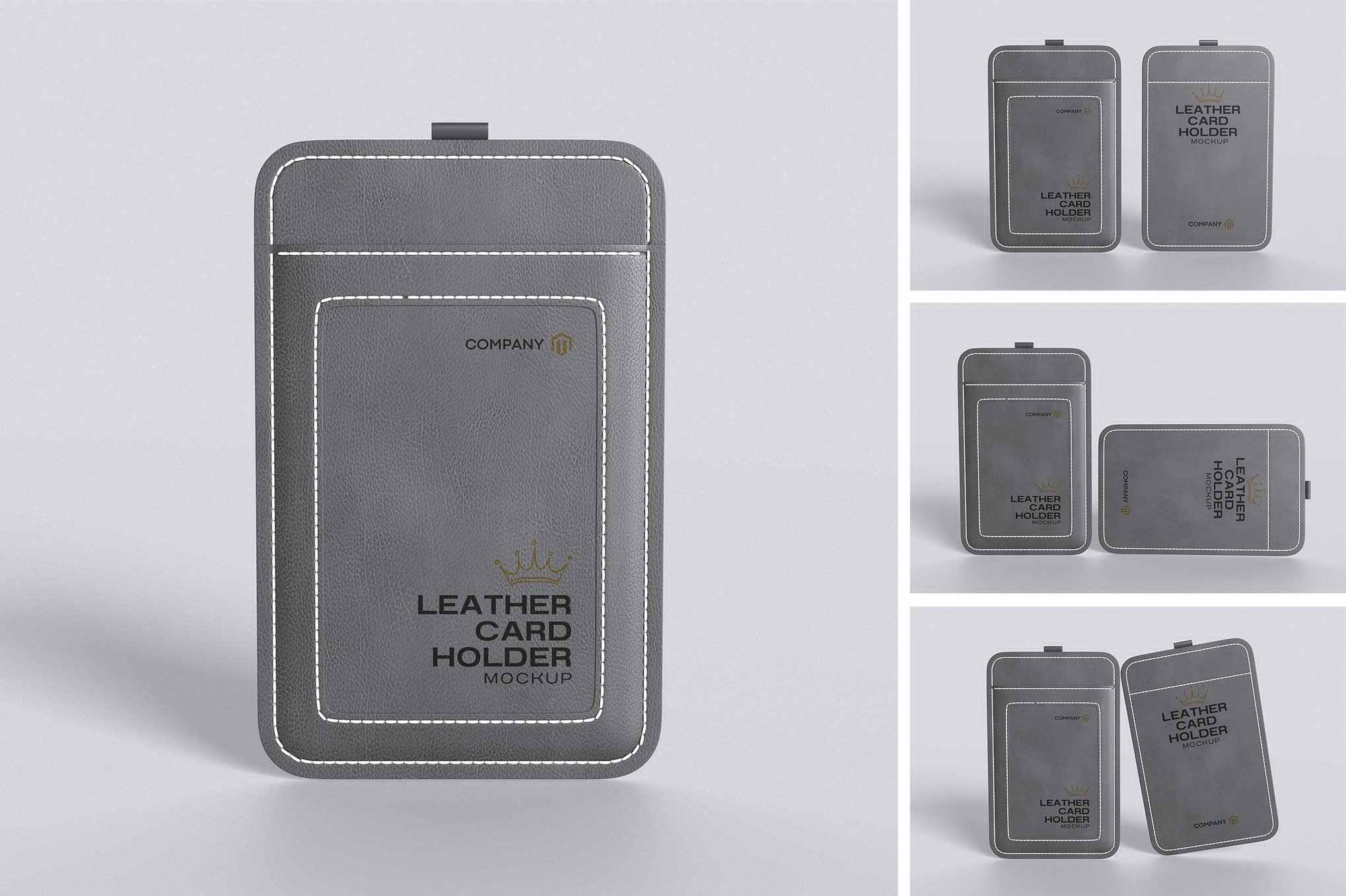 皮革卡夹模型样机 Leather Card Holder Mockup