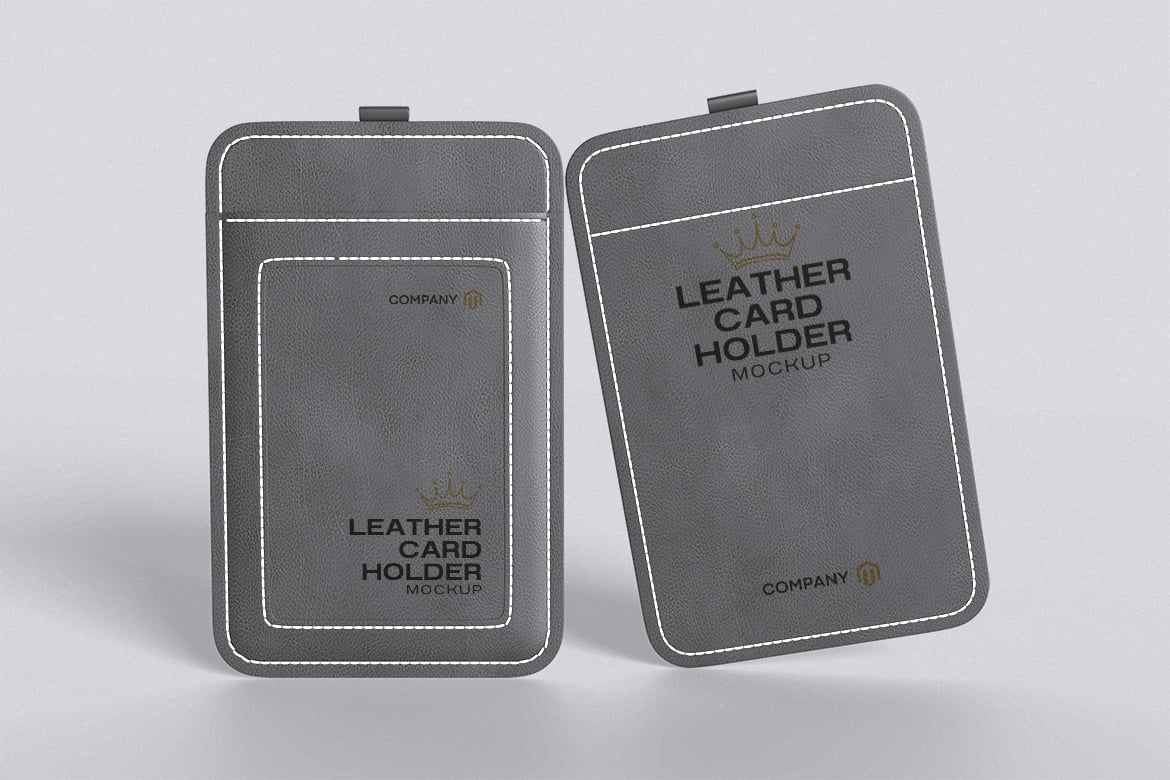 皮革卡夹模型样机 Leather Card Holder Mockup