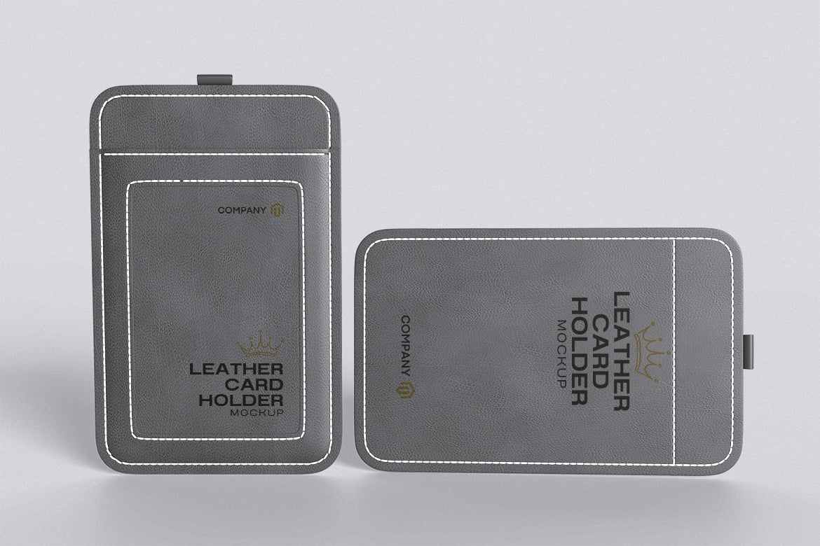 皮革卡夹模型样机 Leather Card Holder Mockup