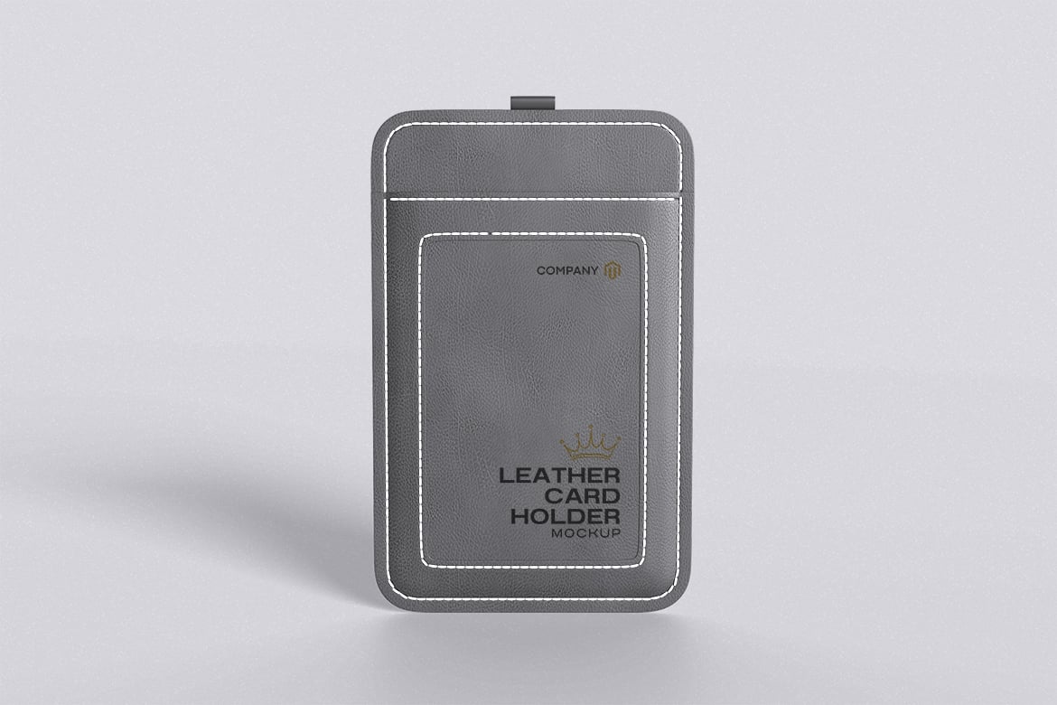 皮革卡夹模型样机 Leather Card Holder Mockup