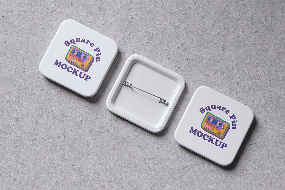 方形徽章模型样机  Square Pin Mockup