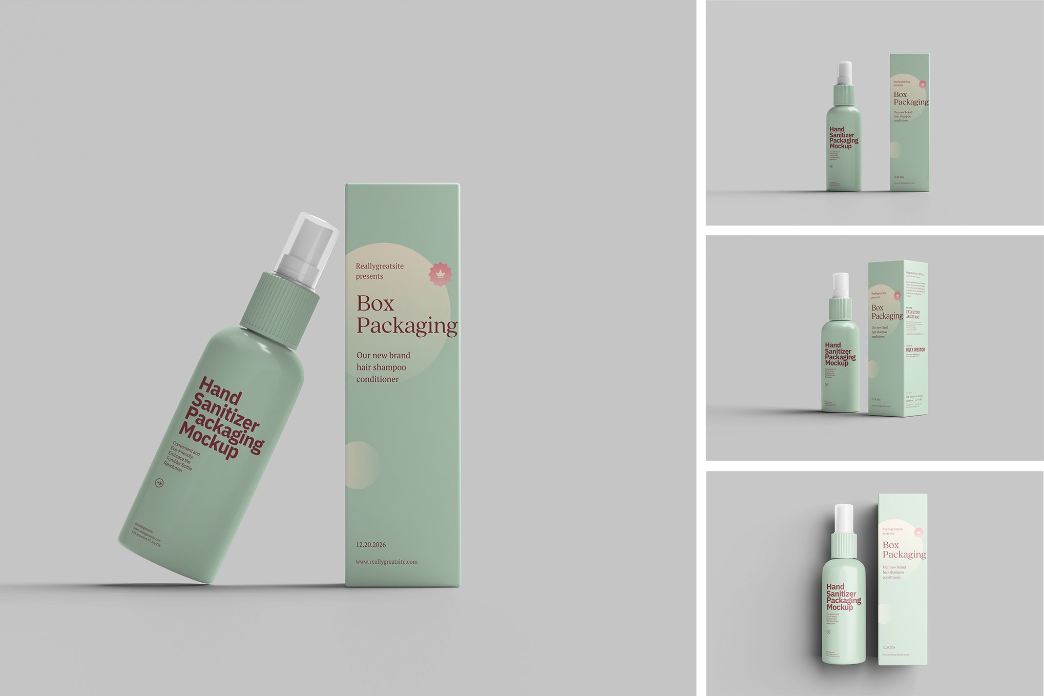 洗手液瓶与包装盒PSD模型样机  Hand Sanitizer Bottle & Box Mockup