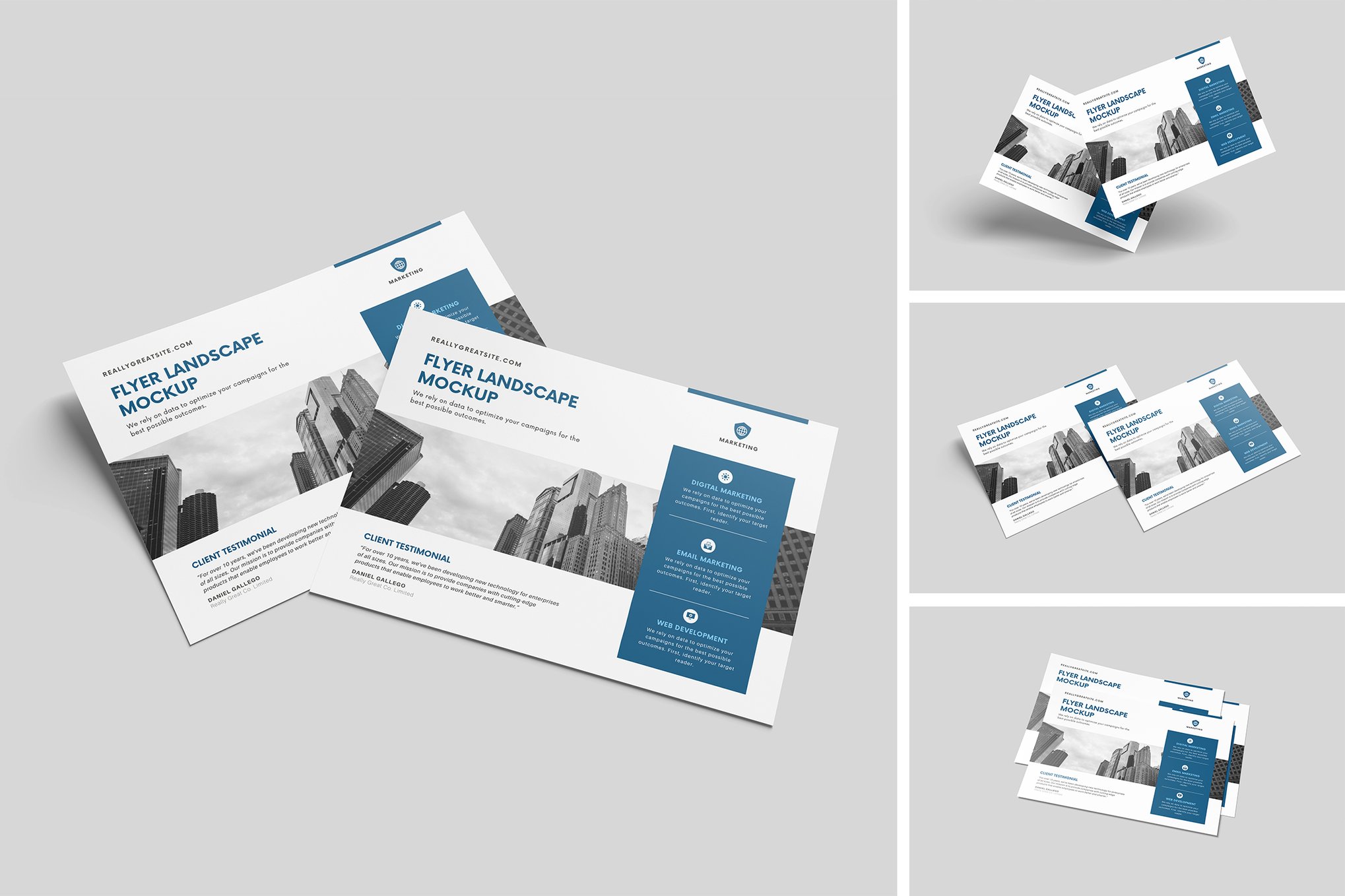 横向传单PSD模型样机  Landscape Flyer Mockup