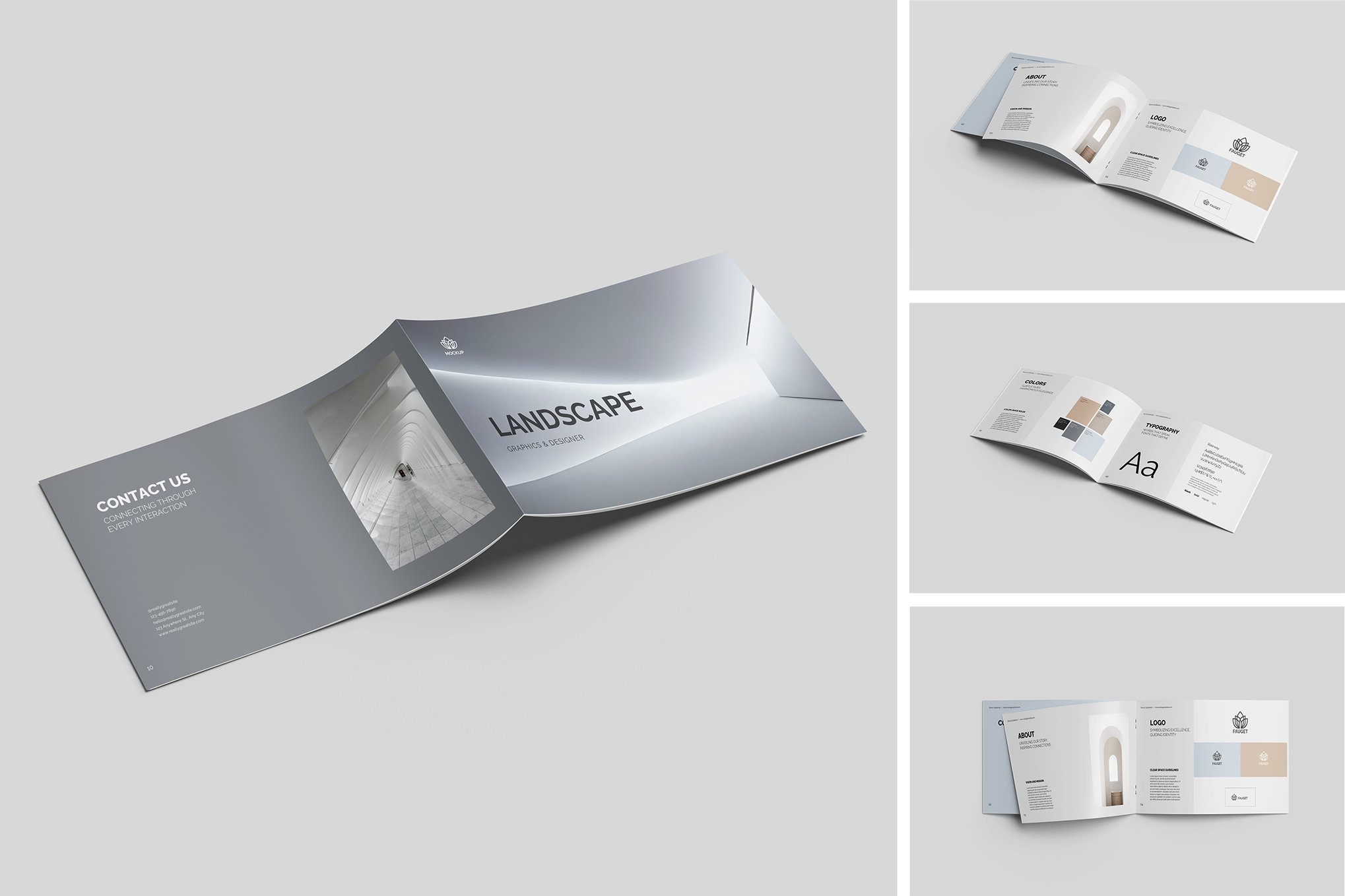 横向杂志画册PSD模型样机  Landscape Magazine Mockup