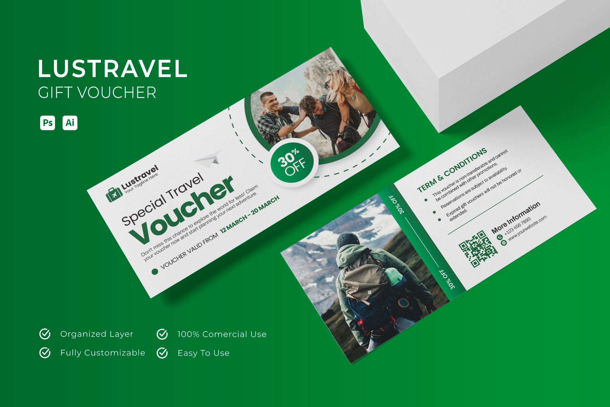 旅行礼券印刷模板 Lustravel  Gift Voucher