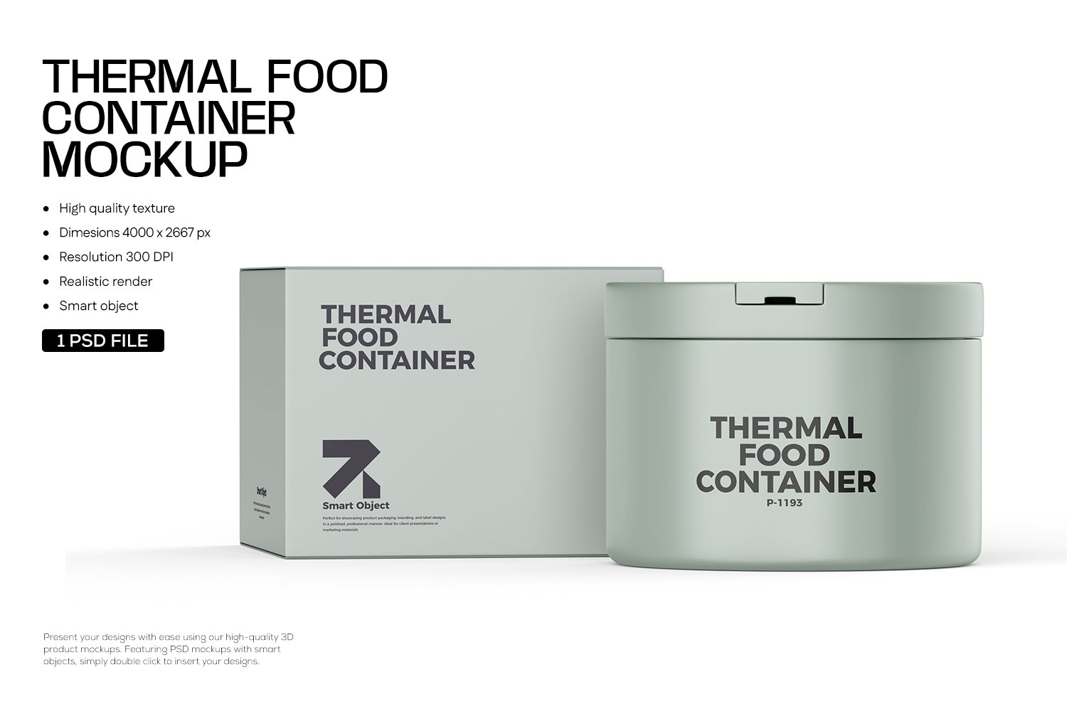 圆形保温盒食品容器PSD模型样机 Round Thermal Food Container Mockup
