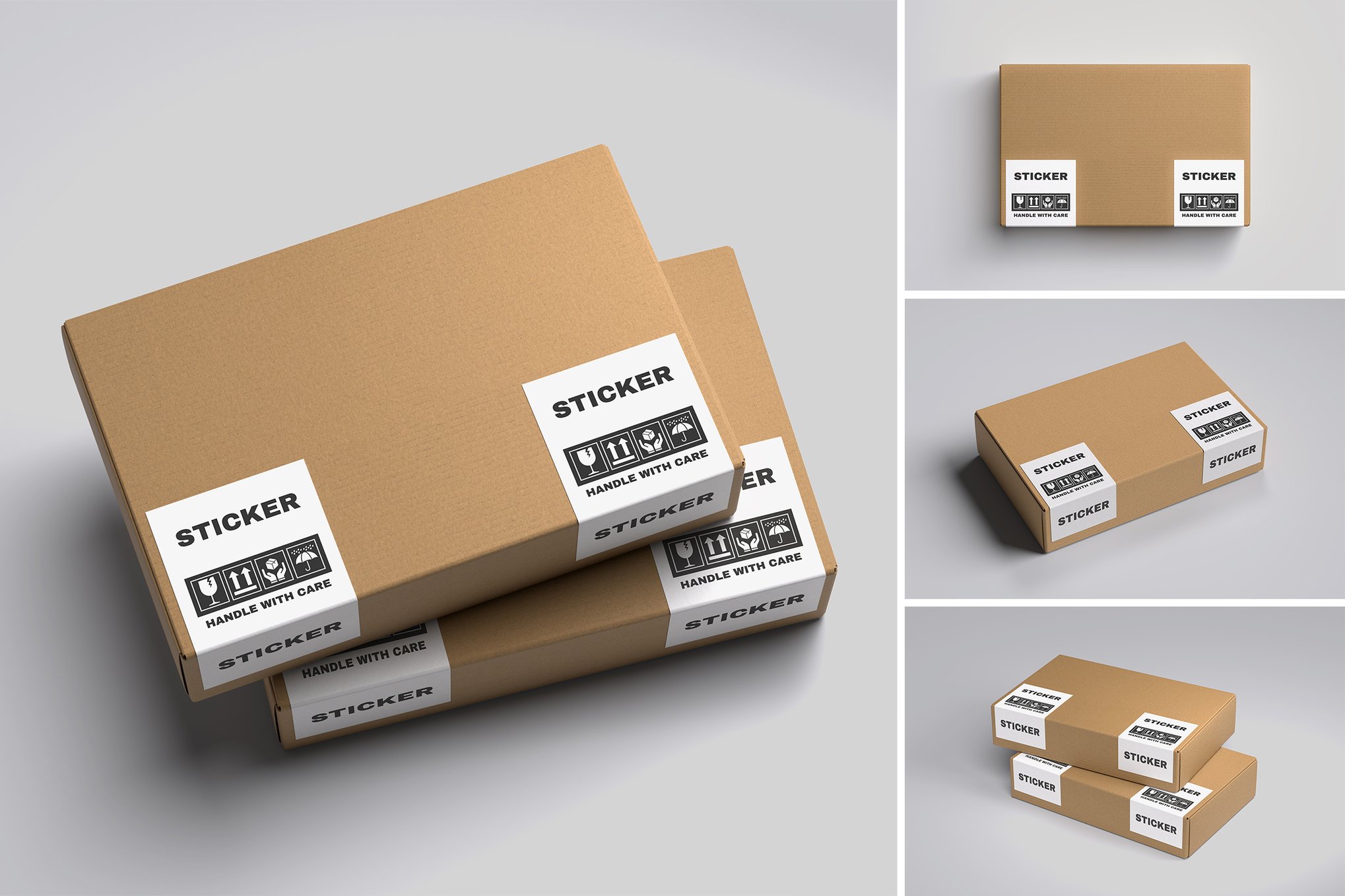 快递盒PSD模型样机 Sticker Box Mockup