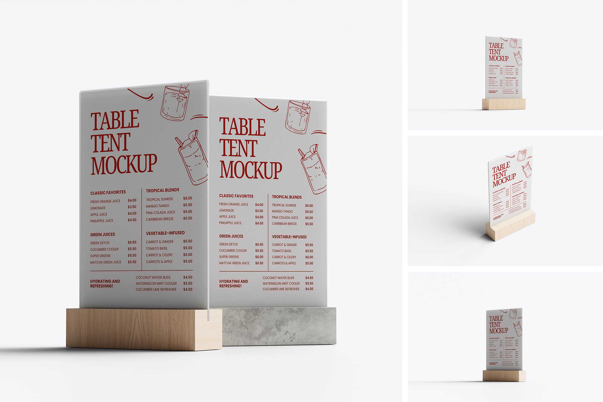 菜单桌卡PSD模型样机 Table Tent Mockups