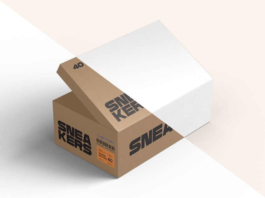 鞋盒品牌模型套件样机 (PSD)