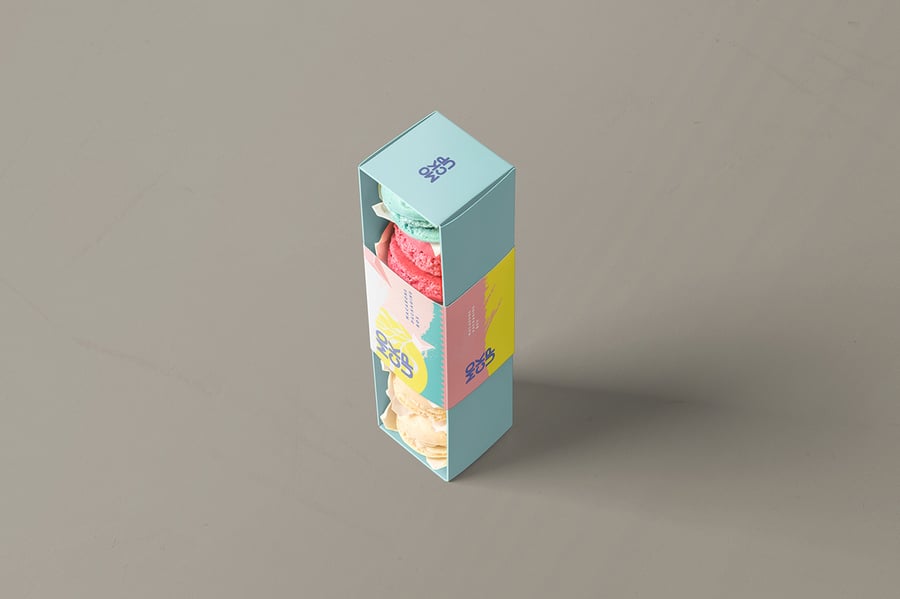 马卡龙的食物盒模型样机 (PSD)