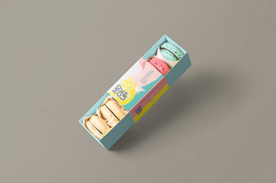 马卡龙的食物盒模型样机 (PSD)