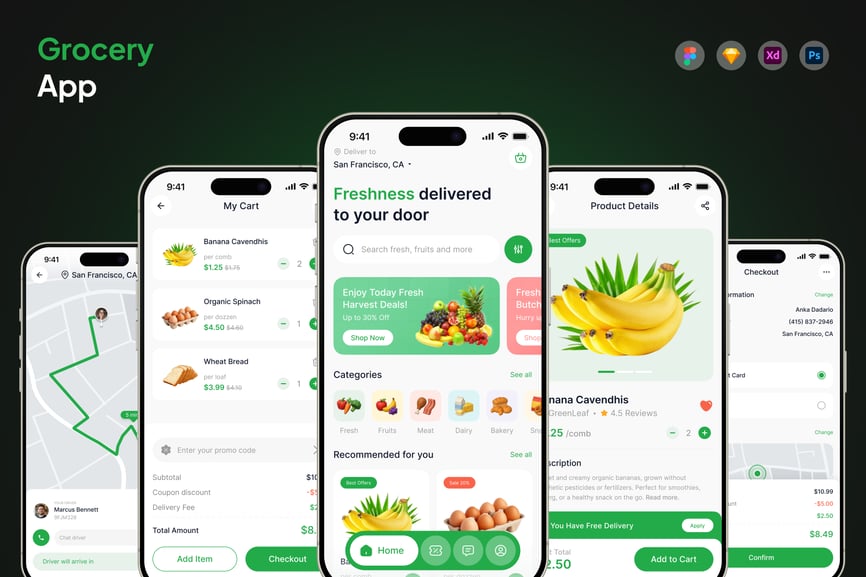 杂货应用APP UI KIT (FIG,SKETCH,PSD,XD)