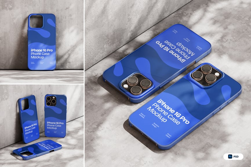 iPhone16 案例模型手机样机 (PSD)