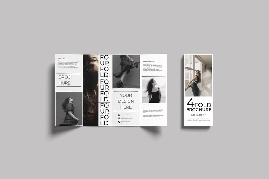 4折页手册模型样机 (PSD,JPG,PDF)