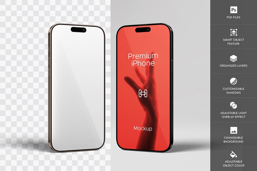 iPhone 16手机模型样机 (PSD)