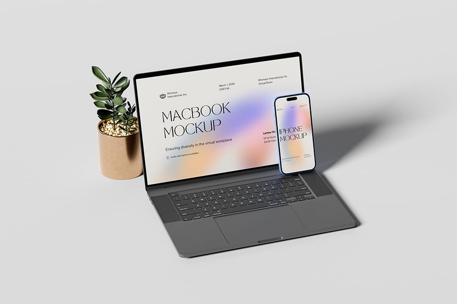 MacBook笔记本和iPhone手机模型样机 (PSD,PDF)