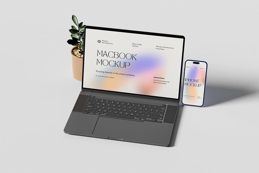 MacBook笔记本和iPhone手机模型样机 (PSD,PDF)