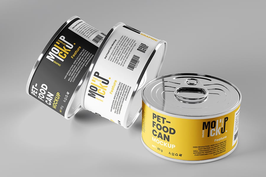 宠物食品可以模型套装样机 (PSD)