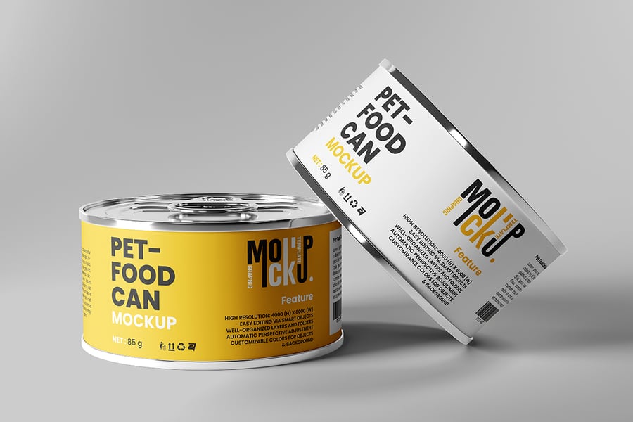 宠物食品可以模型套装样机 (PSD)