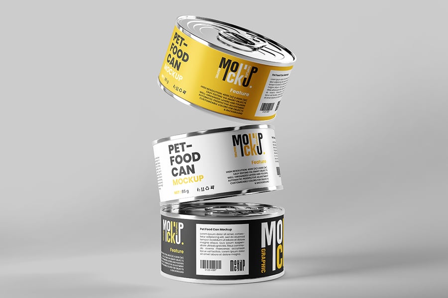 宠物食品可以模型套装样机 (PSD)