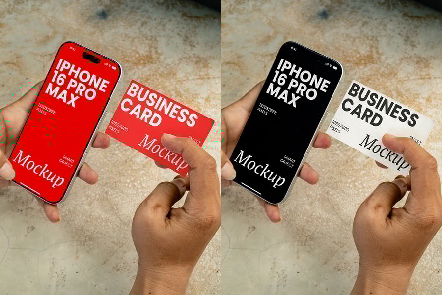 iPhone 16 Pro Max＆名片模型-Vol样机 (PSD)