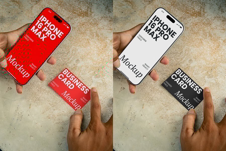 iPhone 16 Pro Max＆名片模型-Vol样机 (PSD)