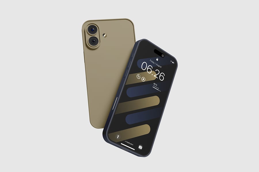 iPhone 16加上屏幕模型样机 (PSD)