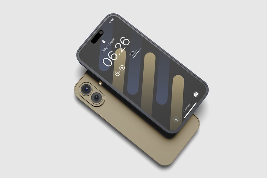 iPhone 16加上屏幕模型样机 (PSD)
