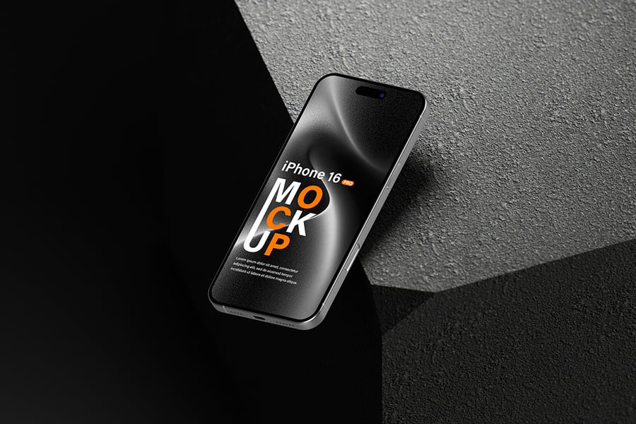 iPhone 16 Pro手机模型样机 (PSD,PDF)