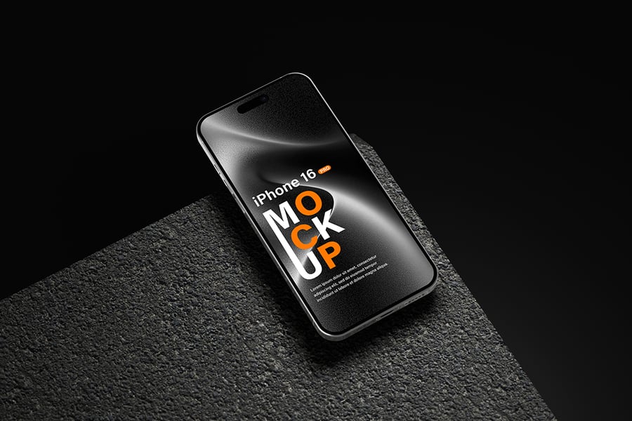 iPhone 16 Pro手机模型样机 (PSD,PDF)