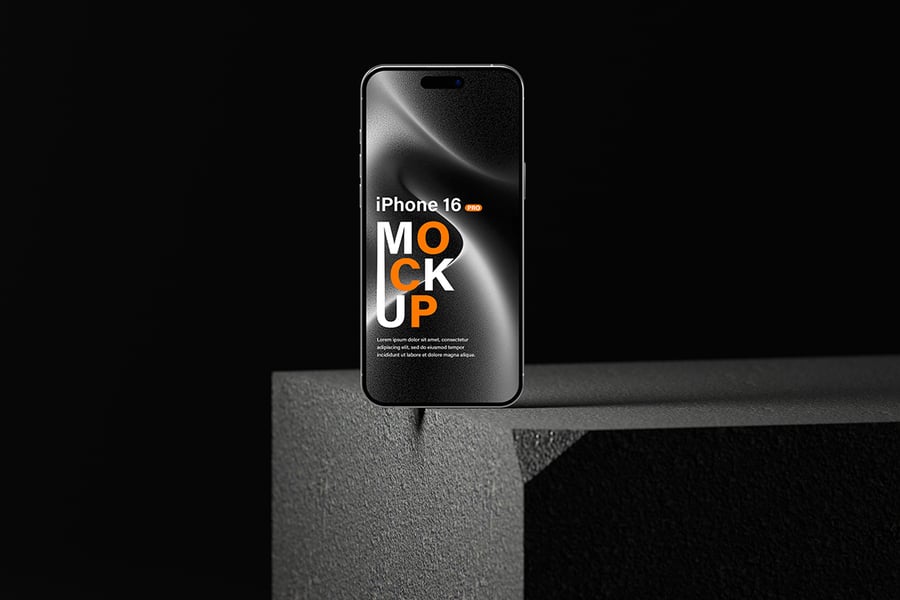 iPhone 16 Pro手机模型样机 (PSD,PDF)