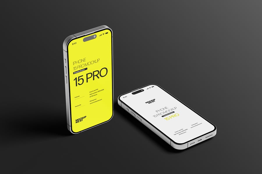iPhone 15 Pro手机模型集样机 (PSD)