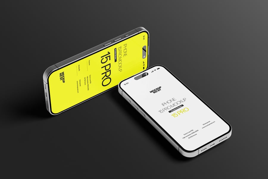 iPhone 15 Pro手机模型集样机 (PSD)
