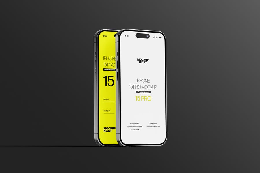iPhone 15 Pro手机模型集样机 (PSD)