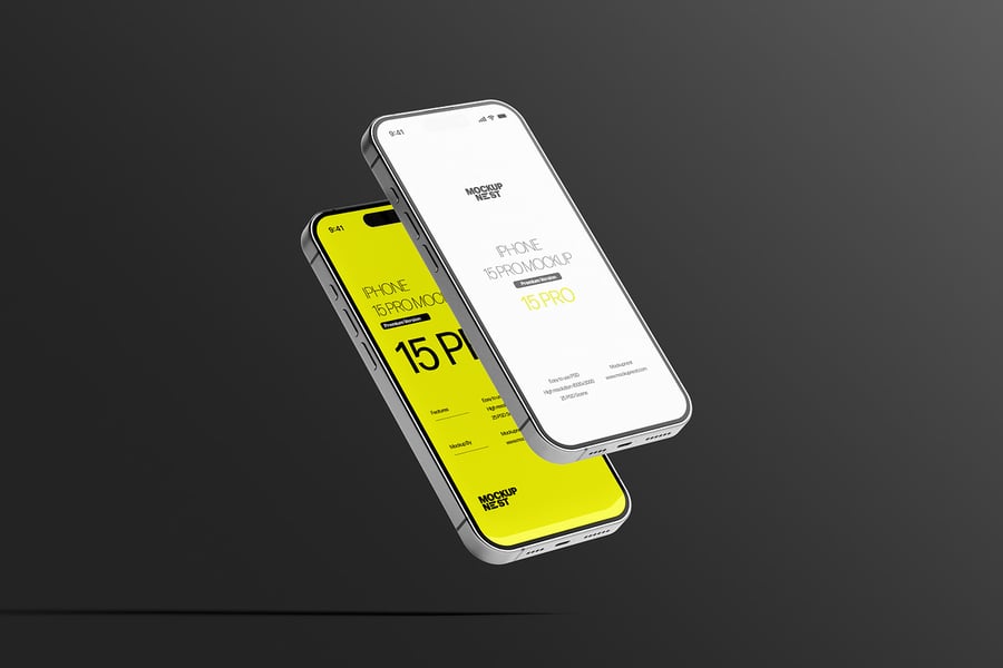 iPhone 15 Pro手机模型集样机 (PSD)