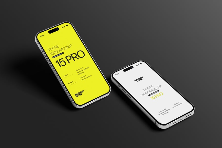 iPhone 15 Pro手机模型集样机 (PSD)