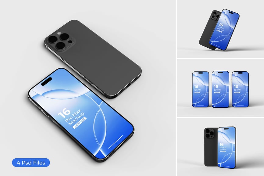 iPhone 16 Pro Max 手机样机 (PSD,JPG)