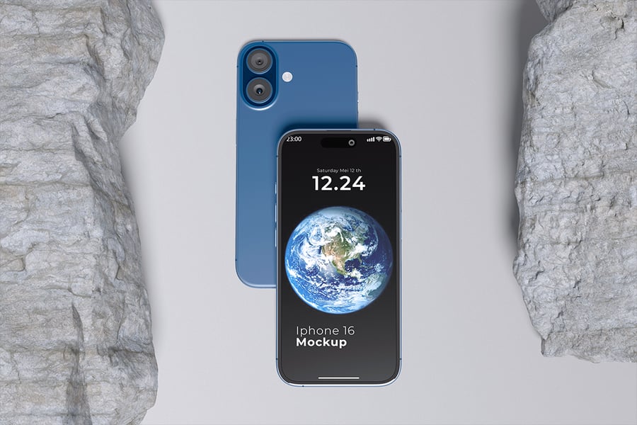 iPhone 16手机模型样机 (PSD,PDF)