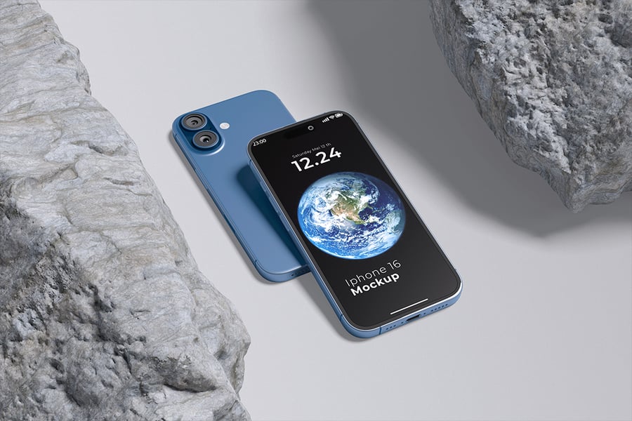 iPhone 16手机模型样机 (PSD,PDF)