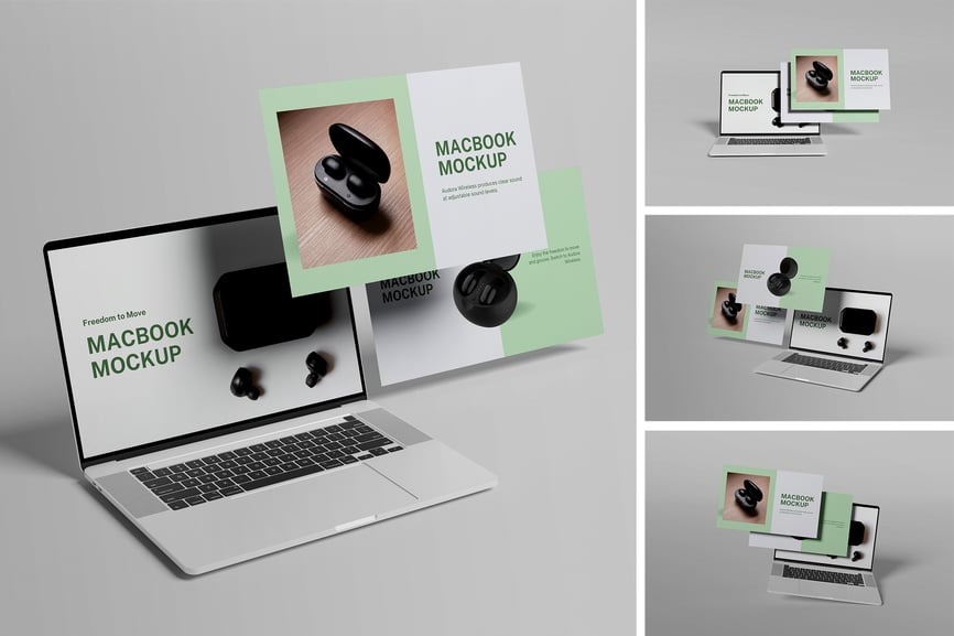MacBook电脑模型样机 (PSD,PDF)