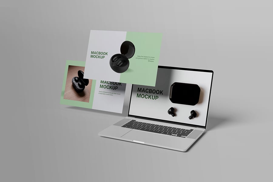 MacBook电脑模型样机 (PSD,PDF)