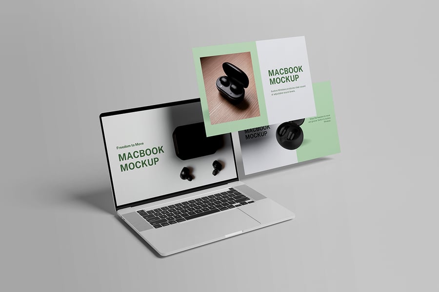 MacBook电脑模型样机 (PSD,PDF)