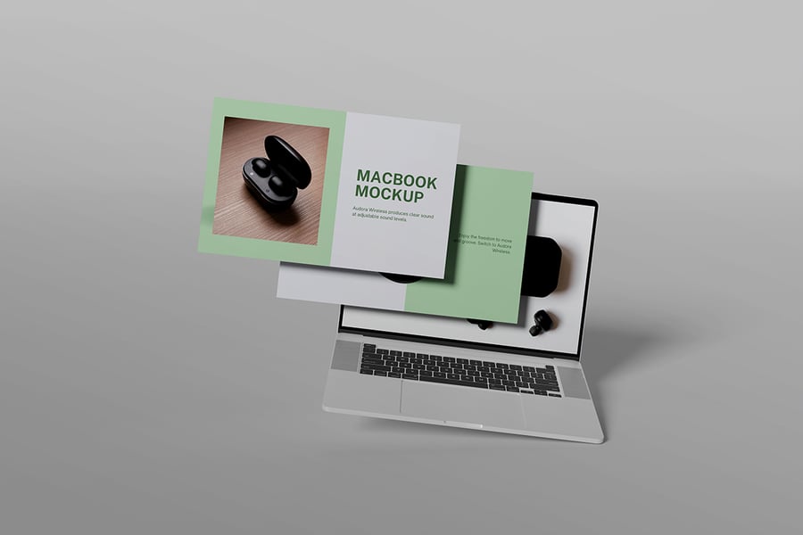 MacBook电脑模型样机 (PSD,PDF)