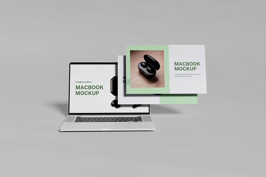 MacBook电脑模型样机 (PSD,PDF)