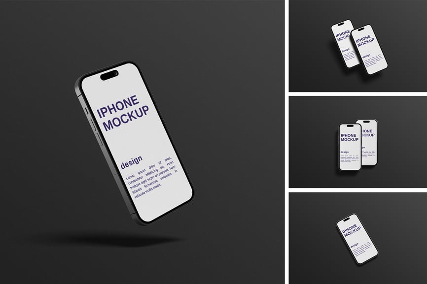 iPhone 16手机模型样机 (PSD,PDF)